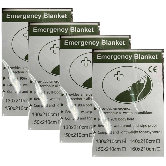 (4-PK) Emergency Blankets 51.18" x 82.68" (130x210cm) Must For Camping / Hiking - Picture 1 of 5